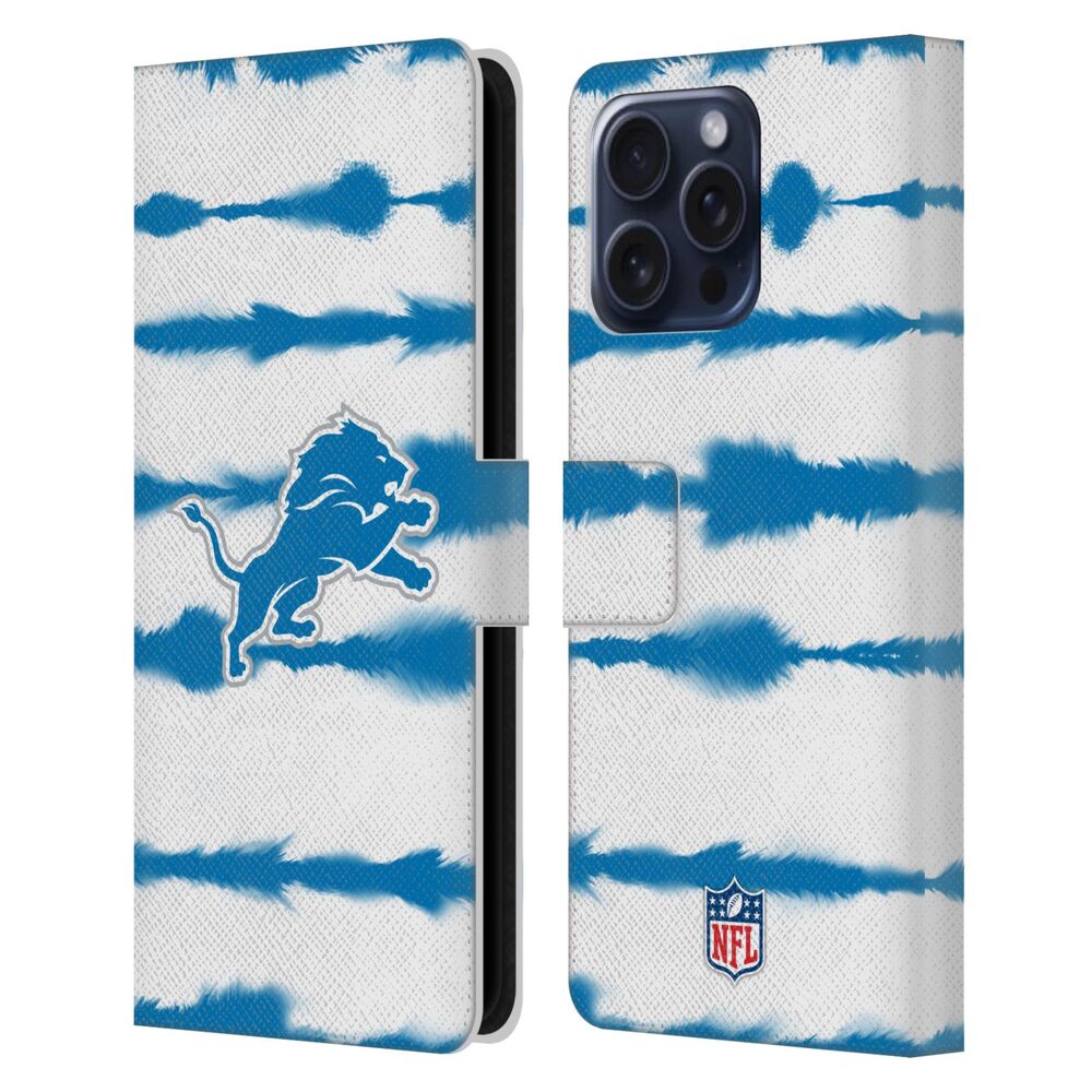 DETROIT LIONS(NFL) デトロイトライオンズ デトロイトライオンズ - Watercolour Stripe Print レザー手帳型 / Apple iPhoneケース 【公式 / オフィシャル】